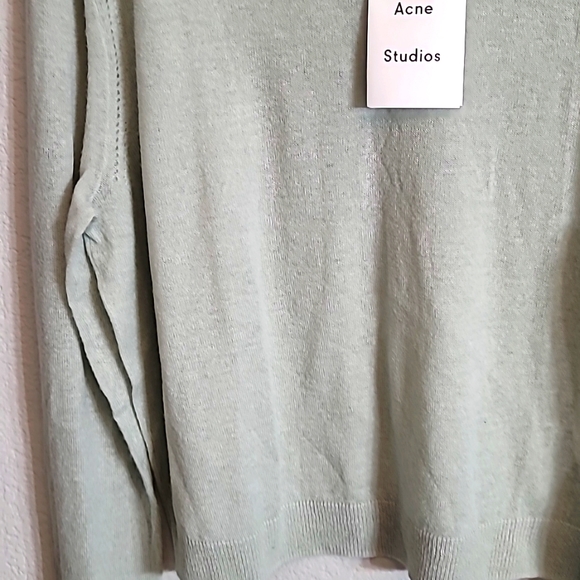 Acne Studios Kaeli Transparent Wool Blend Sweater in Pastel Green - Picture 3 of 9